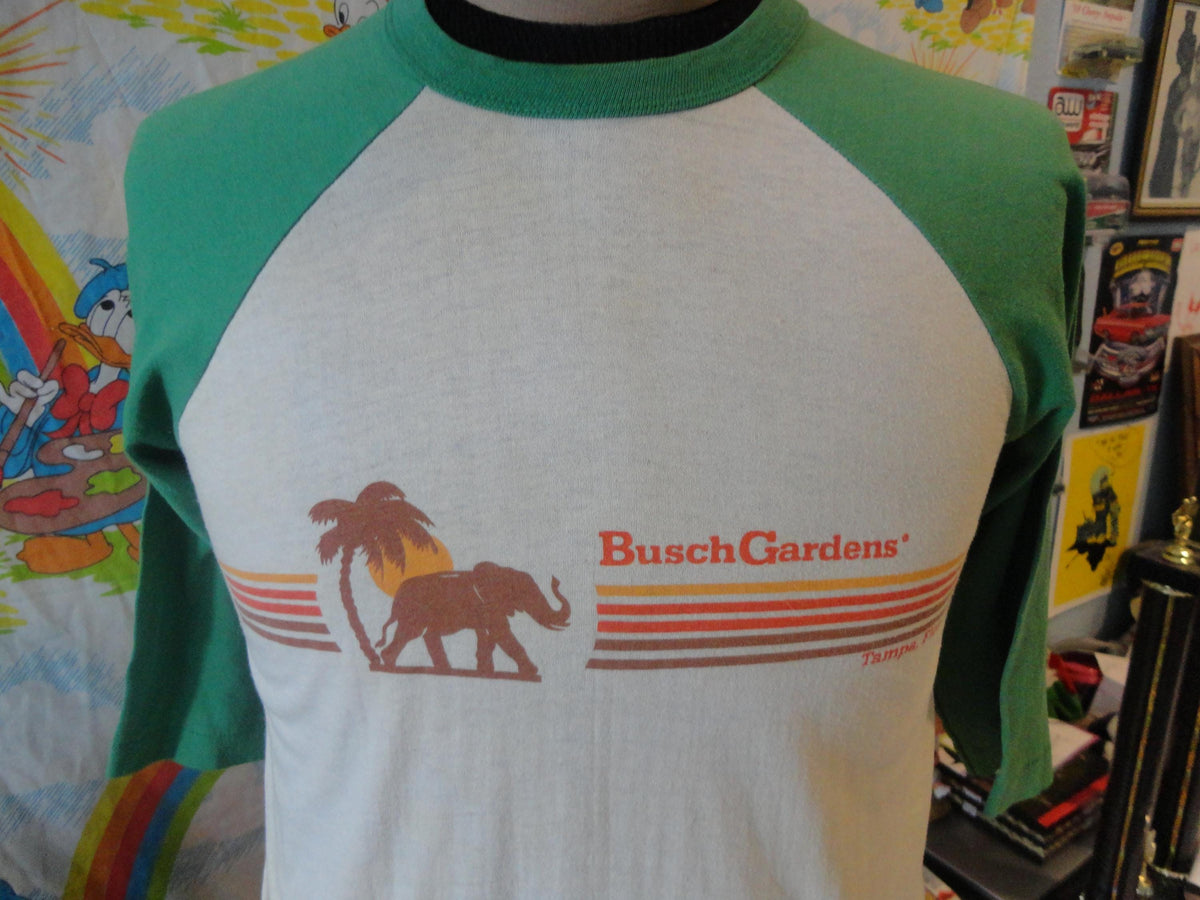 Vintage 8039s Busch Garden Tampa Bay Florida Rainbow Stripe Raglan Sleeve T Shirt M Graphic Tee – Warm & Stylish · Must-Have Style