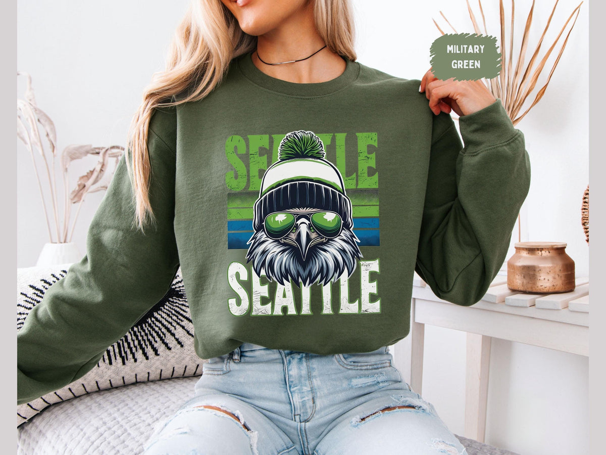 Seattle Football Sweatshirt Unisex Crewneck Sports Fan Gift Team Spirit Apparel Game Day Clothing Seahawk Fan Wear Sweatshirt – Everyday Comfort · High-Quality Print