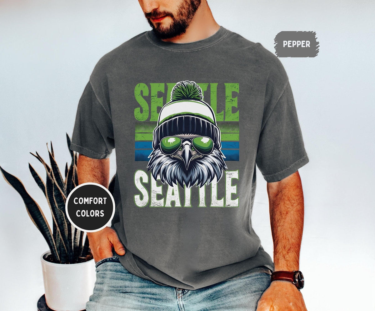 Seattle Football Team Comfort Colors Tshirt Seahawk Fan Apparel Football Shirt Seattle Sports Gear Game Day Tee Unisex Sports Tee Graphic Tee – Soft Feel · High-Quality Print