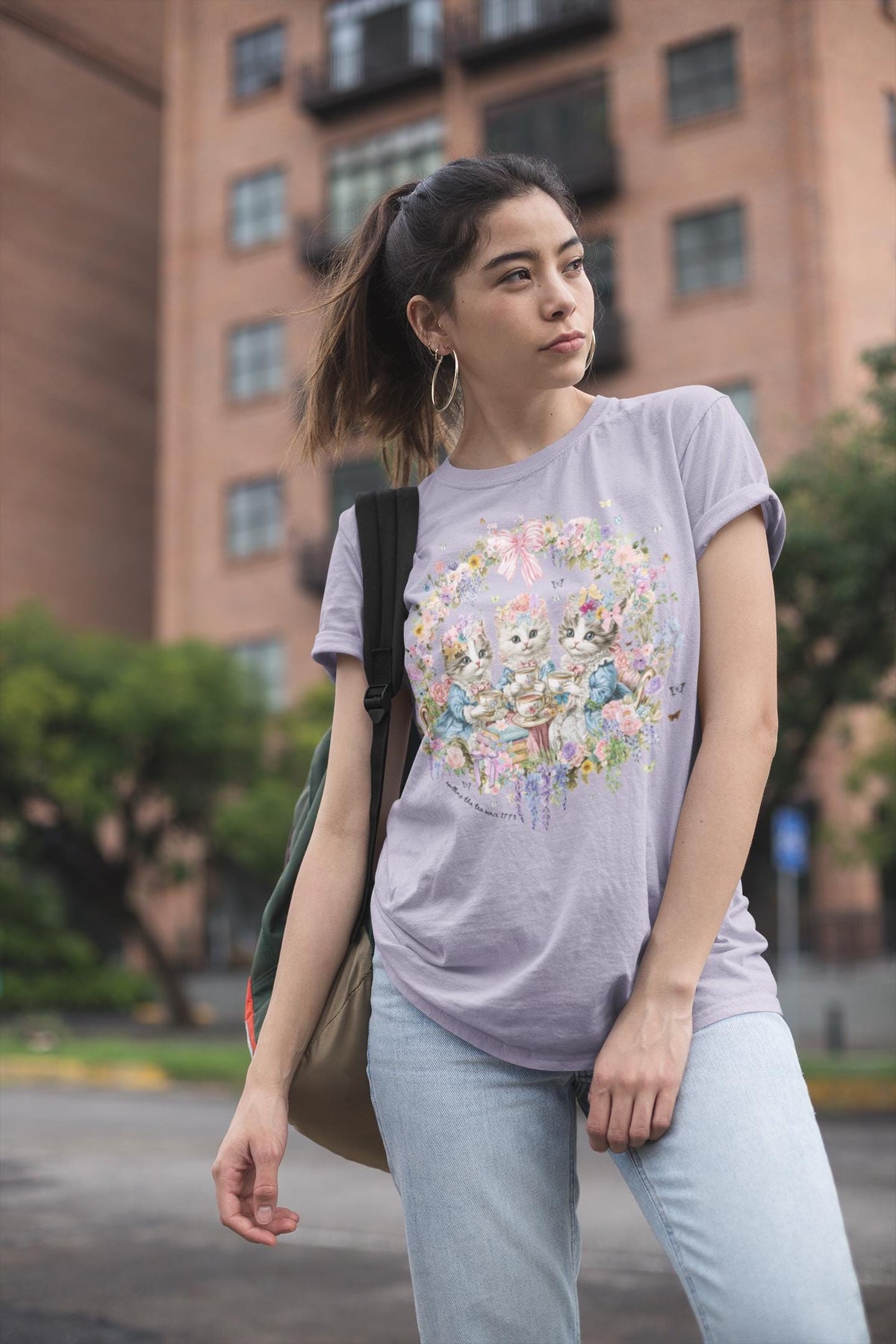 Rococo History Cat Lover Tee Shirt with Flowers and Butterflies Silly Social Studies Teacher TShirt with Bows Colorful Maximalist 90s Tee Graphic Tee – Aesthetic Look · Trending Graphic Apparel