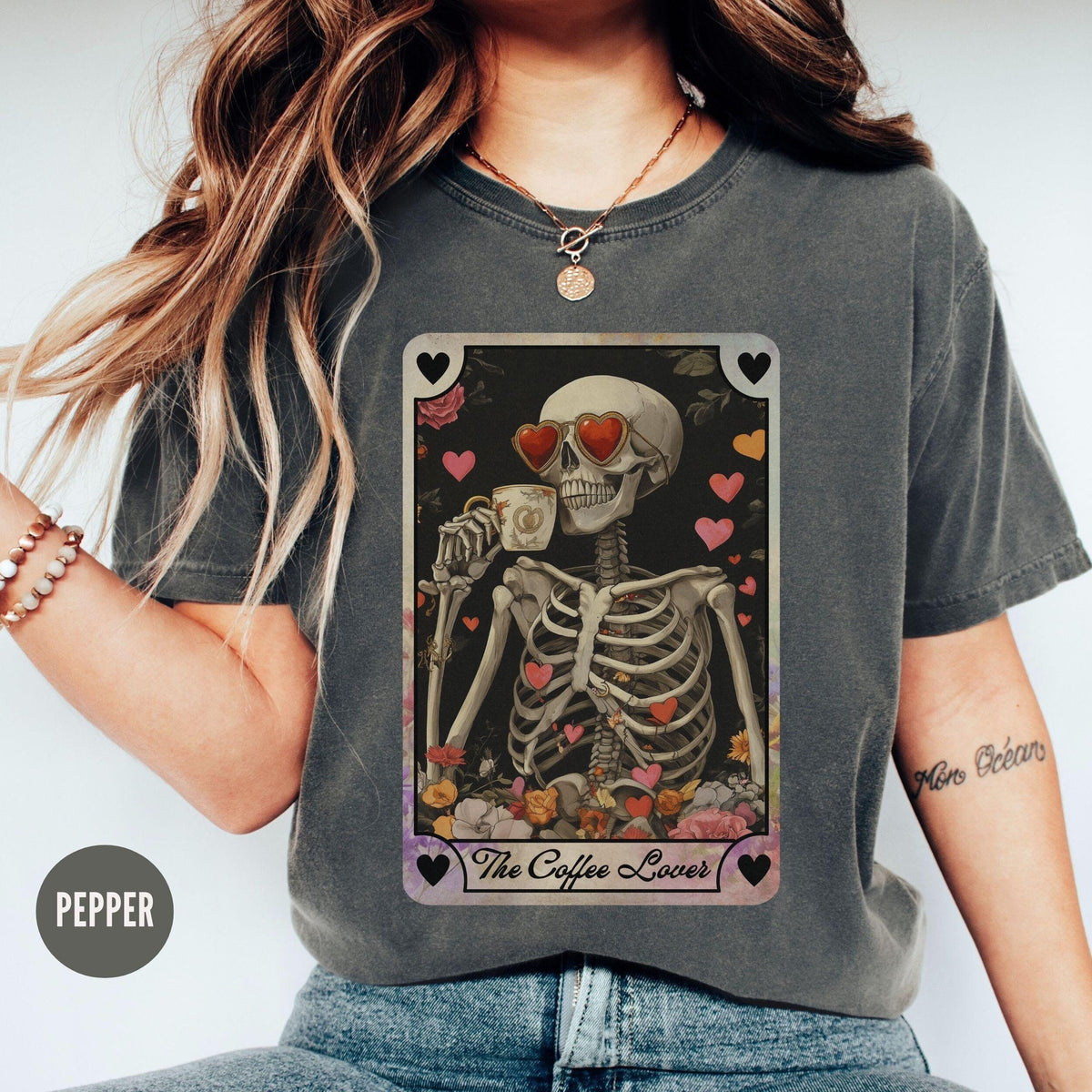Skeleton Coffee Lover Shirt Tarot Card Lover TShirt Sarcastic Skeleton Gothic Valentine Gift for Girlfriend Graphic Tee – Easygoing Wear · Trending Graphic Apparel