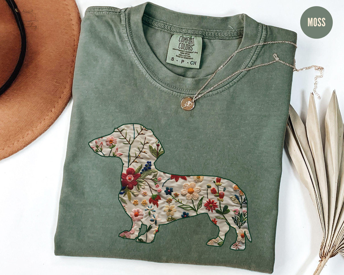Dachshund Shirt Floral Doxie Mama Crewneck Dachshund Lover Dog Mothers Day TShirt Funny Pet Owner Gift New Wiener Dog Comfort Colors Tee Graphic Tee – Warm & Stylish · Must-Have Style