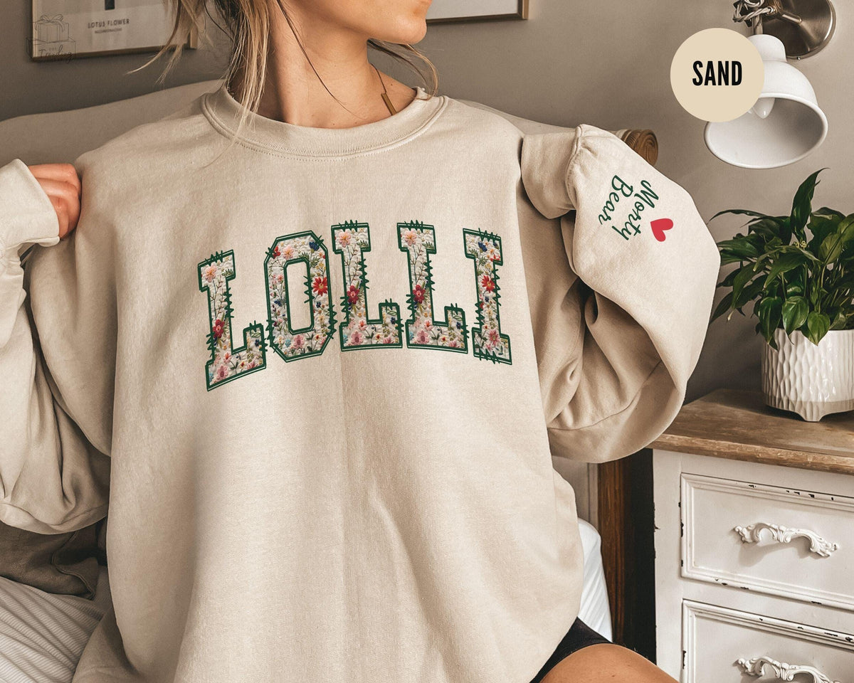 Custom Floral Lolli Sweatshirt Lolli Gifts Personalized Lolli Crewneck with Kids Names on SleeveBest Grandma Crewneck Granny Sweater Sweatshirt – Everyday Comfort · Trending Graphic Apparel
