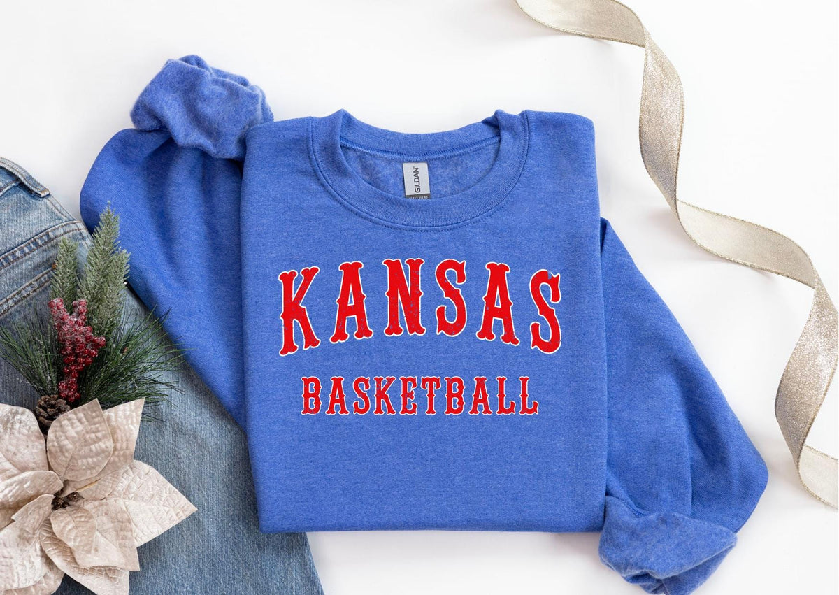 Kansas Basketball Crewneck Graphic Tee – Aesthetic Look · Great Gift For Fans