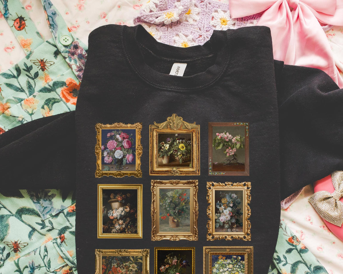 Flower Paintings Sweatshirt Art Historian Who Loves Classic Dutch and Flemish Paintings of Roses Boho Garden Lover Gift Wedding Florist Sweatshirt – Warm & Stylish · Top Pick For Any Outfit