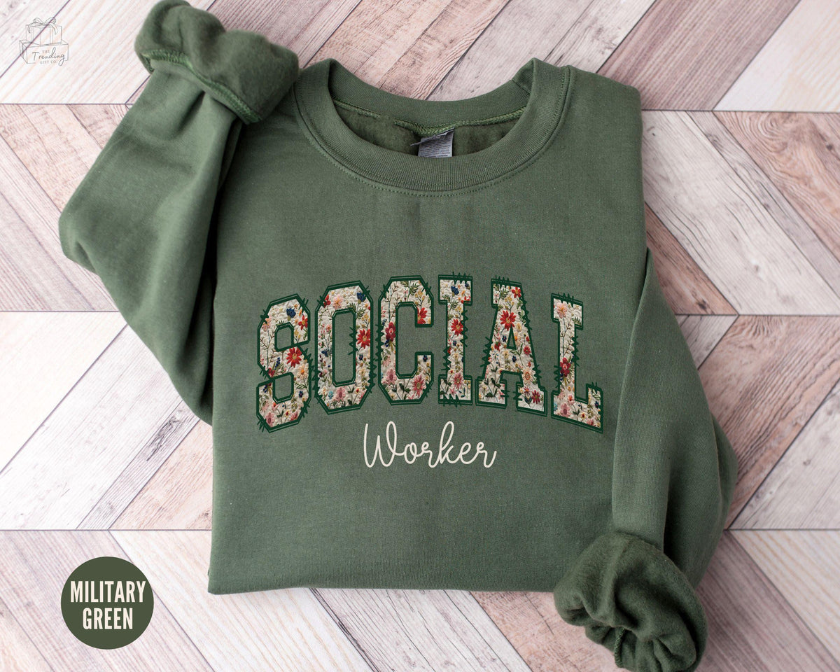 Social Worker Sweatshirt Floral Social Worker Gift School Counselor Crewneck Therapist Sweaters MSW Shirt LSCW Graduation Gift Sweatshirt – Soft Feel · Trending Graphic Apparel