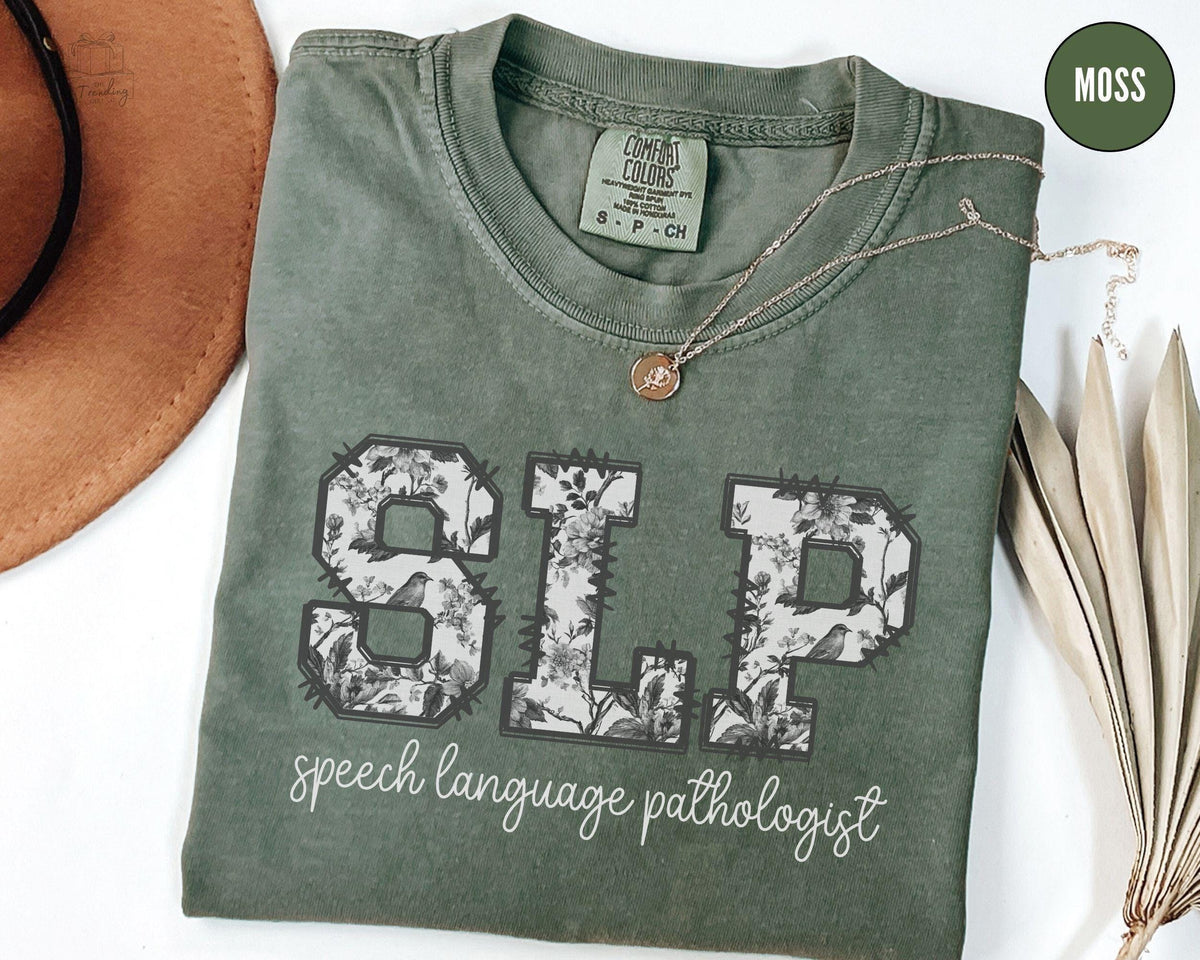 Floral Speech Therapy Toile De Jouy SLP T Shirt Comfort Colors Speech Pathology TShirt Therapist Graduation Gift Language Pathologist Tee Graphic Tee – Premium Graphic · Great Gift For Fans