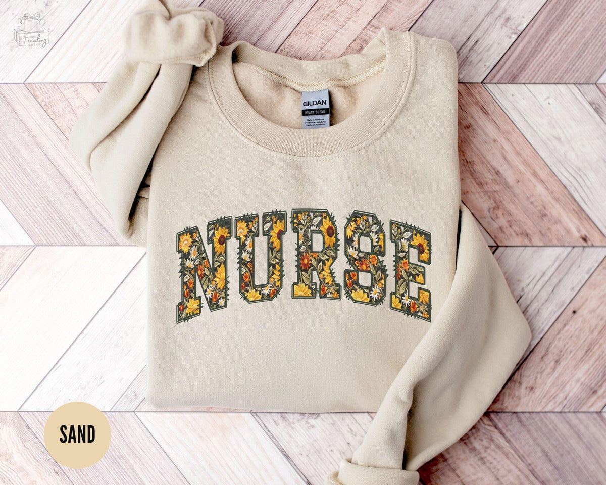 Sunflower Nurse SweatshirtRN Nurse Sweater Floral Nurse Week Crewneck ER Nurse Graduate Student Gift Nursing Student Gift Sweatshirt – Everyday Comfort · Perfect For Daily Wear