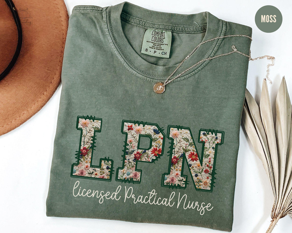 Licensed Practical Nurse Shirt Floral LPN Tshirt Future Nurse Graduation Gift Basic Medical Care Provider Crewneck Nursing Student Tee Graphic Tee – Premium Graphic · Perfect For Daily Wear