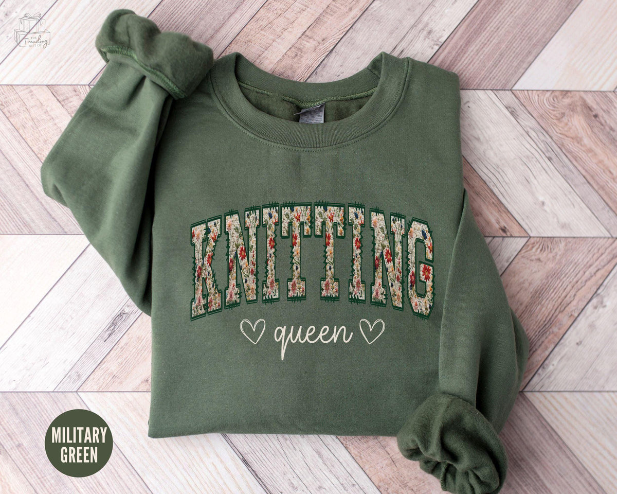 Floral Knitting Sweatshirt Knitting Shirt Gift for Knitters Knitting Lover Sweater Yarn Enthusiast Apparel Cute Knitting Crewneck Sweatshirt – Aesthetic Look · Trending Graphic Apparel