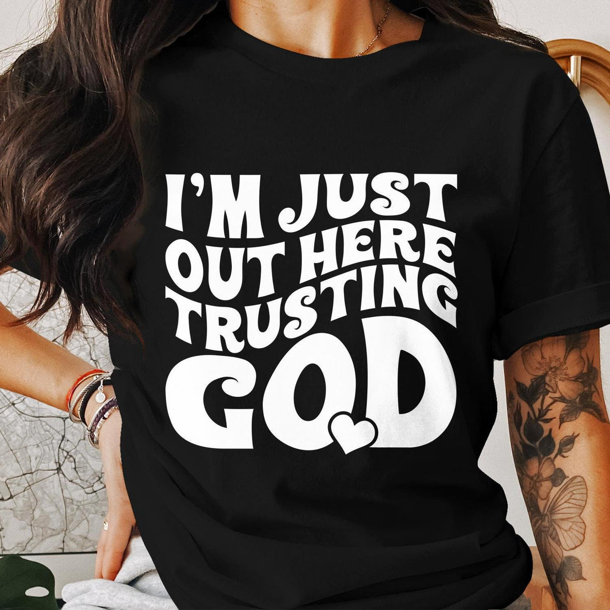 I39m Just Out Here Trusting God Shirt Faith Based T Shirt Motivational Religious Tee Inspirational Christian Apparel Graphic Tee – Soft Feel · Top Pick For Any Outfit