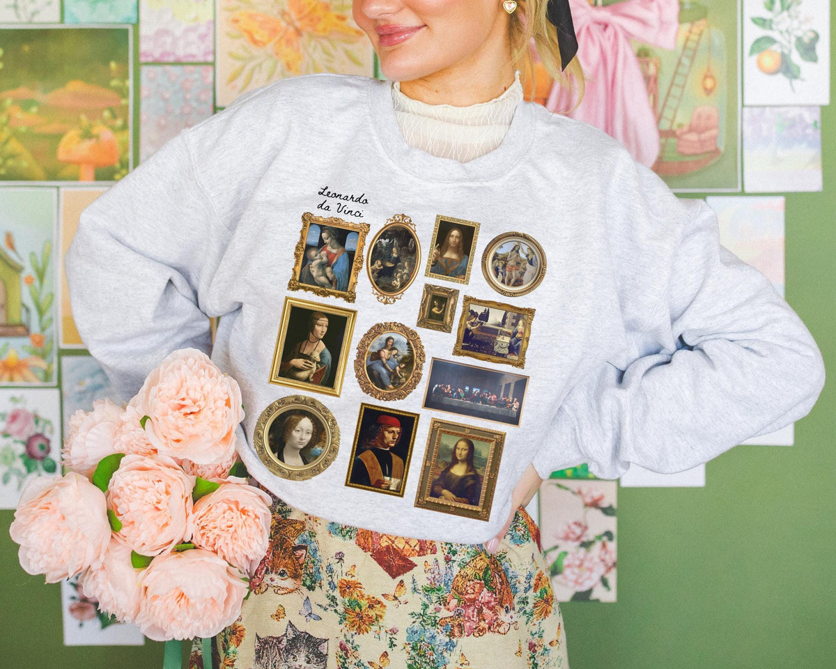 Cute Leonardo da Vinci Art History Sweatshirt for Friend or Historian Who Loves Art Gallery Wall Aesthetic European History Professor Gift Sweatshirt – Fan Favorite · Perfect For Daily Wear
