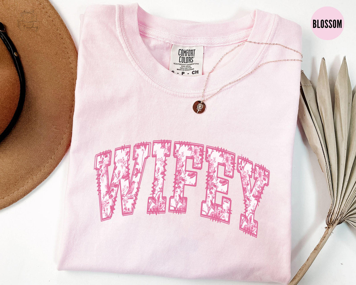 Toile De Jouy Wifey Shirt New Bride Shirt Bridal Shower Gift Getting Ready Wedding Tee Honeymoon TshirtFiance Engagement Shirt Graphic Tee – Bold Style · High-Quality Print