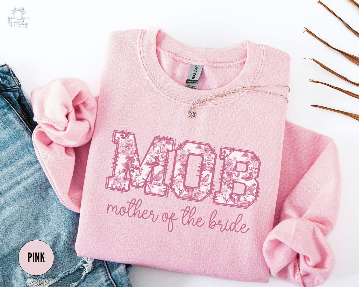 Mother of the Bride Sweatshirt Pink Toile MOB ShirtsGetting Ready Bridal Party OutfitFloral Bride Mom GiftCoquette Bride Mama Sweater Sweatshirt – Aesthetic Look · Top Pick For Any Outfit