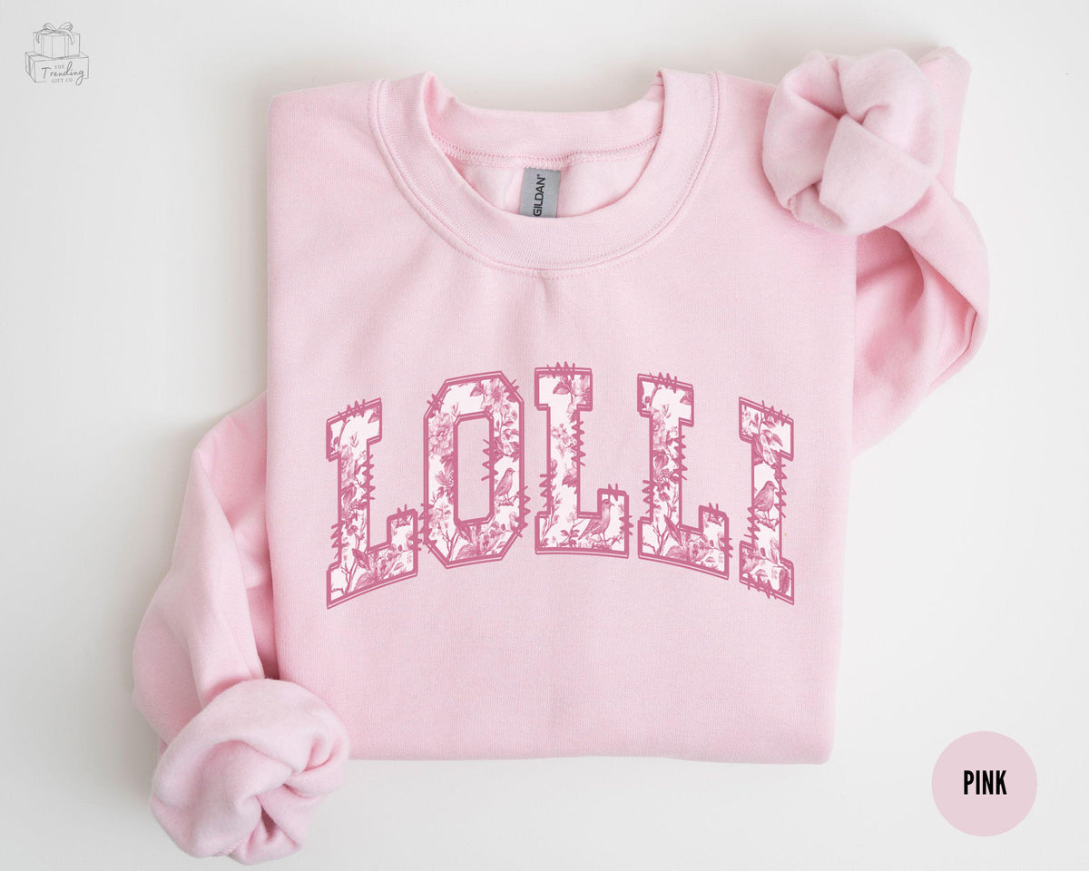 Floral Lolli Grandma Sweatshirt Toile De Jouy Lolli Crewneck Lolli Sweater Valentines Lolli Gifts Mothers Day Gift for Lolli Grandma Sweatshirt – Soft Feel · Trending Graphic Apparel