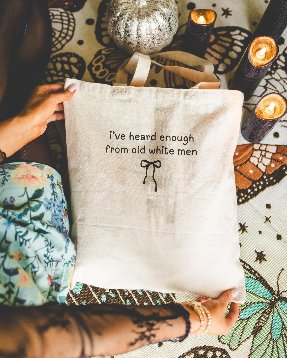 Funny Feminist Tote Bag with Cute Minimal Bow Boho Democratic Leftist Tote Heard Enough From Old White Men Gift for Daughter or Sister Tote Bag – Warm & Stylish · Top Pick For Any Outfit