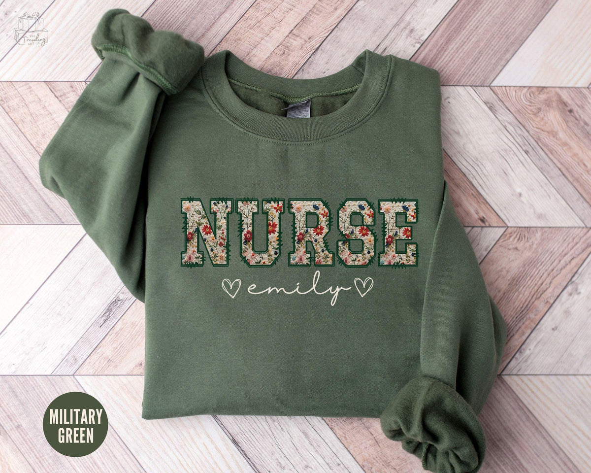 Custom Floral Nurse Sweatshirt Personalized RN SweatshirtRegistered Nurse Crewneck Nurse Name Gift Nurse Grad Gift Sweater Sweatshirt – Feel-Good Design · Must-Have Style
