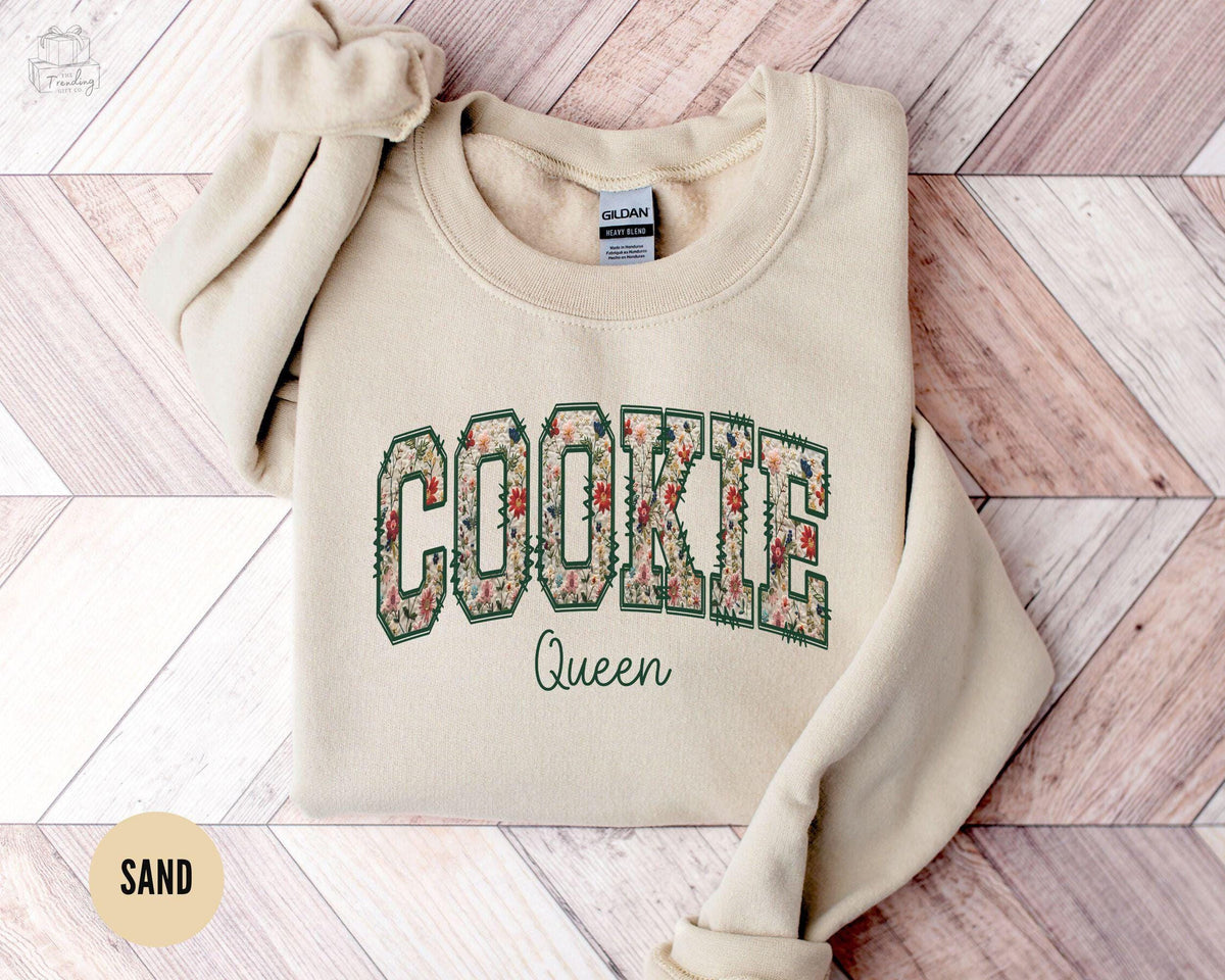 Cookie Baking Sweatshirt Cooking Gifts Baker Crewneck Chef Sweater Christmas Cookie Queen Floral Baking Crew Outift Sweatshirt – Soft Feel · Perfect For Daily Wear