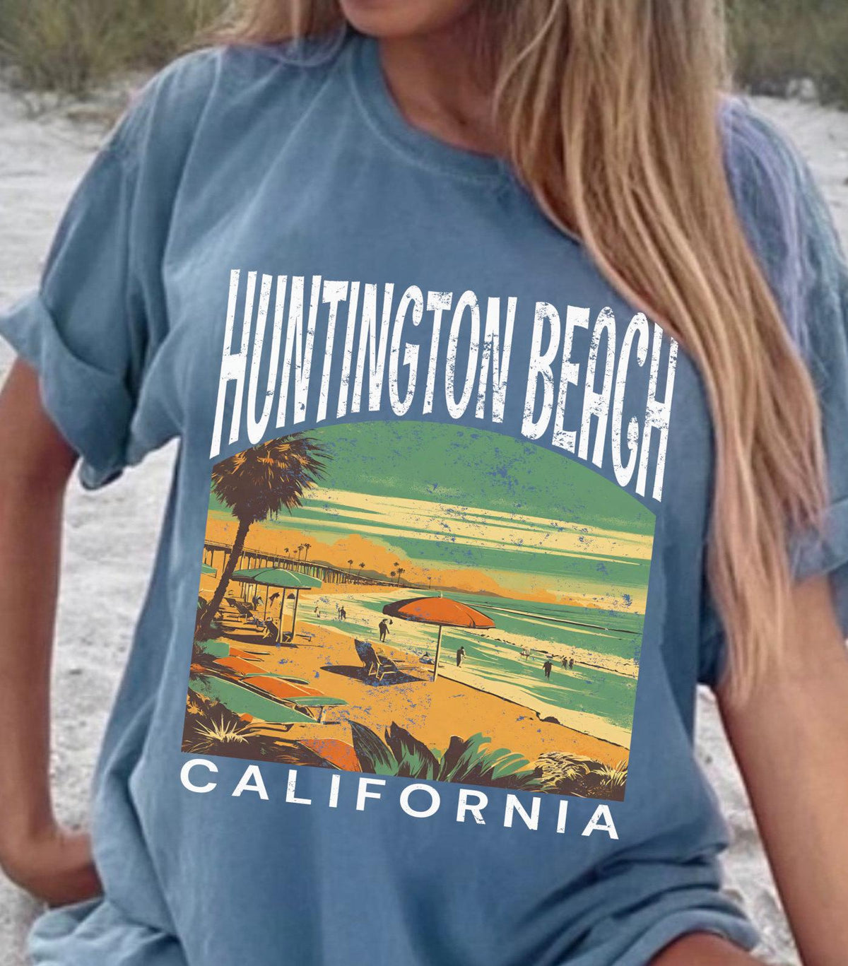 Huntington Beach California Retro Tee Shirt Orange County Tshirt Gift Graphic Tee – Aesthetic Look · High-Quality Print