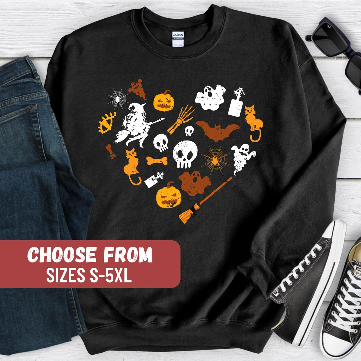 Halloween Sweatshirt Halloween Sweater Halloween Theme Sweatshirt Funny Halloween Sweater Fall Sweatshirt Halloween Heart Sweatshirt Sweatshirt – Warm & Stylish · Must-Have Style