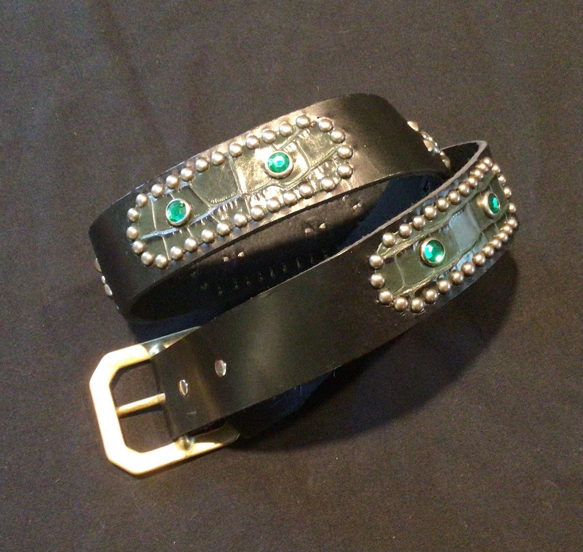 J032 194039s style black leather silver studded rockabilly western biker belt with crocodile skin 32quot waist j032 Graphic Tee – Soft Feel · High-Quality Print
