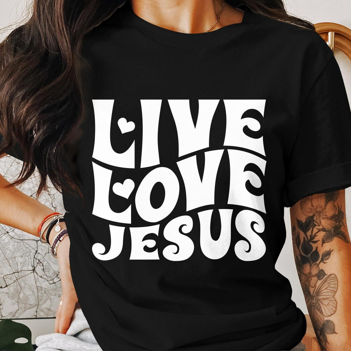 Christian Faith T Shirt Live Love Jesus Tee Religious Graphic Tee Inspirational Christian Shirt Faith Based Apparel Gift for Believers Graphic Tee – Bold Style · Must-Have Style