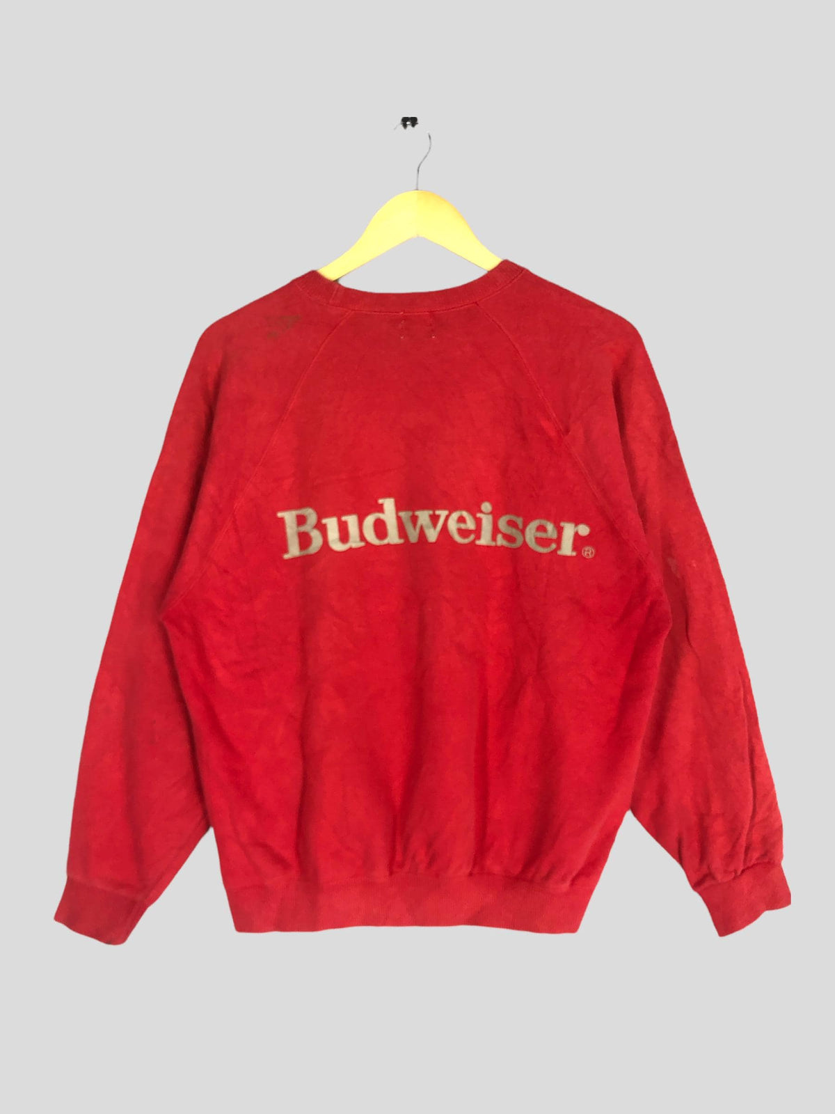 Vintage 1990s BUDWEISER Crewneck Sweatshirt XLarge Budweiser Spellout Printed Sweater Budweiser Alcohol Pullover Red Jumper Size XL Sweatshirt – Feel-Good Design · High-Quality Print