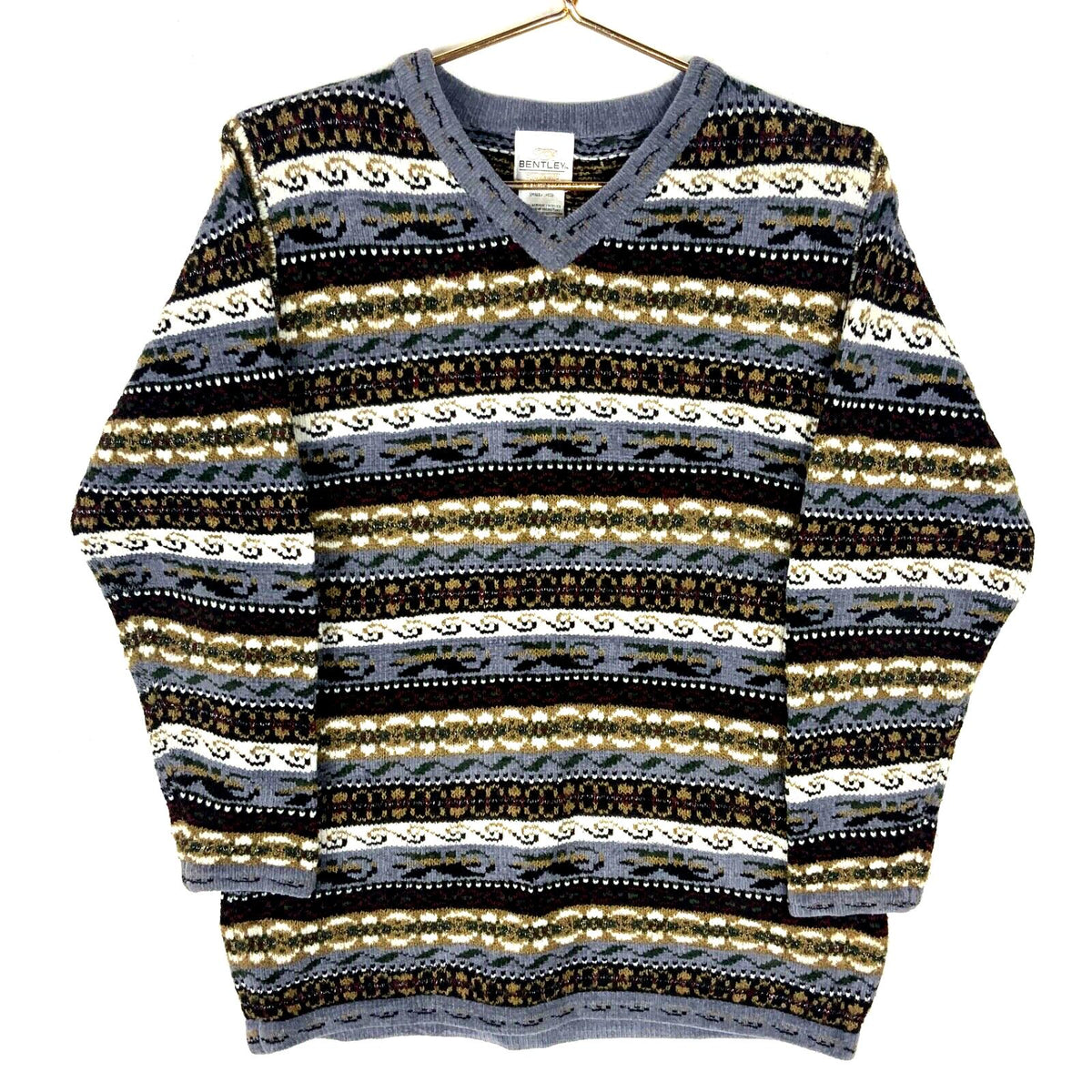 Vintage Grandma Knit Sweater Womens Small Multicolor Vneck Striped 90s Graphic Tee – Premium Graphic · Great Gift For Fans