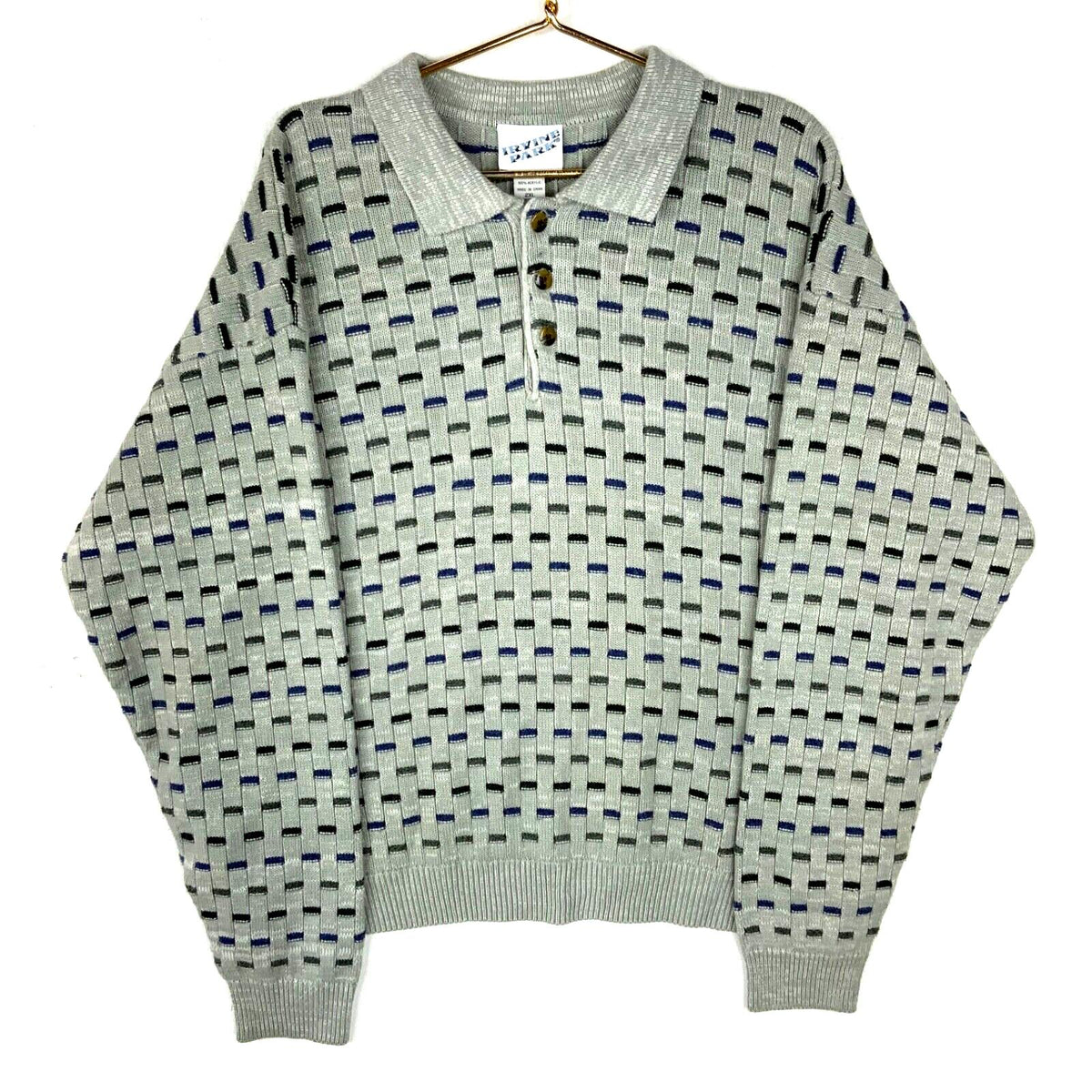Vintage Grandpa Knit Henley Sweater 2XL Gray Collared Pattern 90s Graphic Tee – Aesthetic Look · Perfect For Daily Wear
