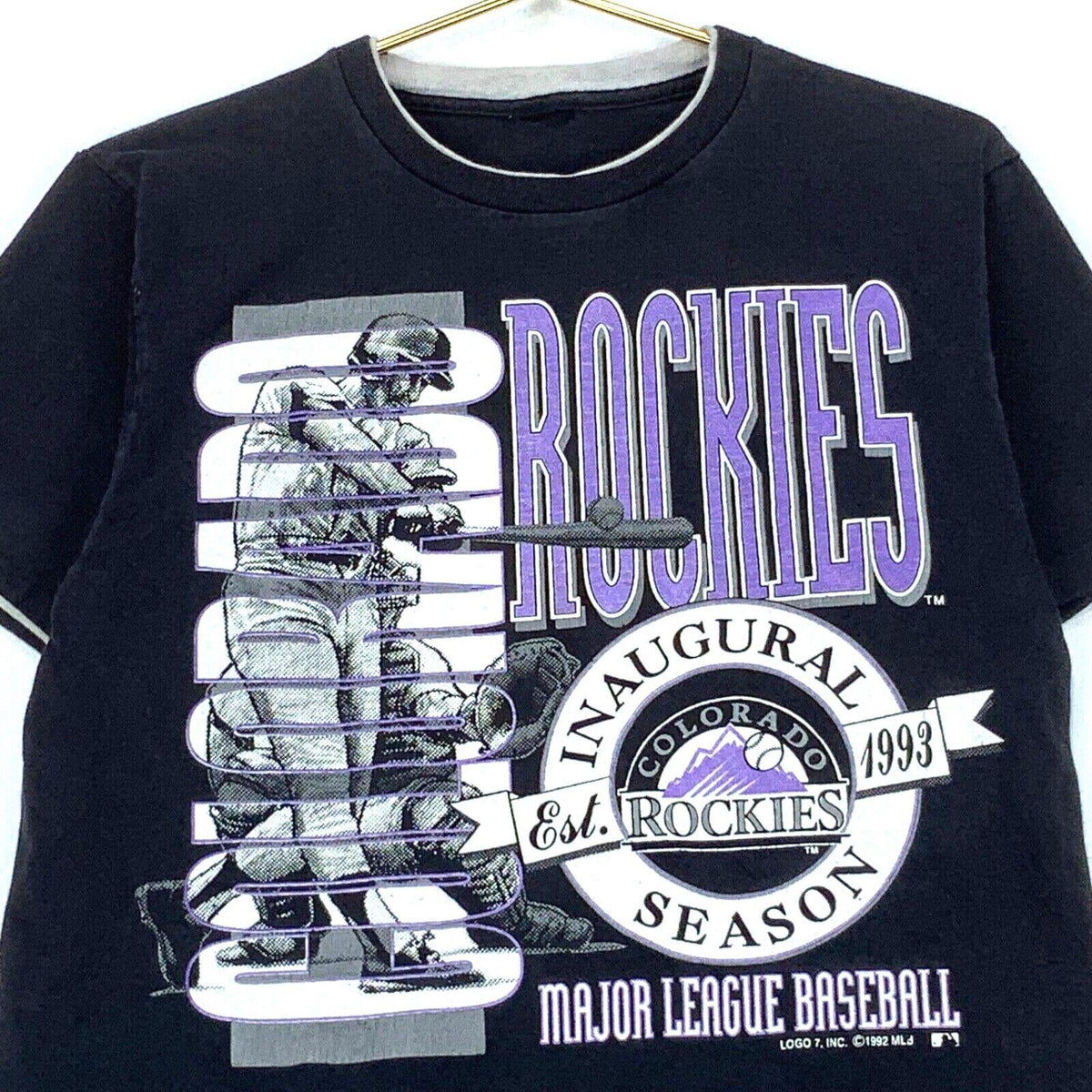 1992 Colorado Rockies Inaugural Season Logo 7 Vintage Tshirt Small MLB 90s Graphic Tee – Easygoing Wear · High-Quality Print