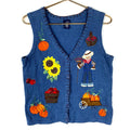 Vintage Grandma Knit Sweater Vest Womens Medium Blue Embroidered 90s Graphic Tee – Fan Favorite · Great Gift For Fans