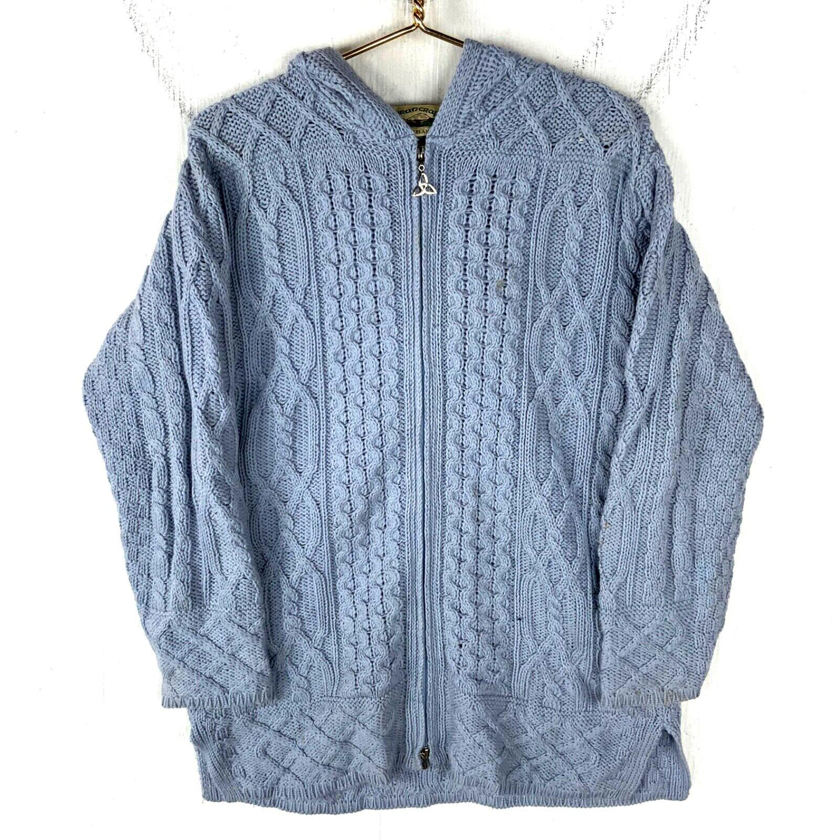 Aran Crafts Cable Knit Wool Sweater Womens Size XS Blue Full Zip Ireland Graphic Tee – Cozy Vibes · Great Gift For Fans