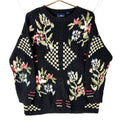 Vintage Grandma Knit Sweater Womens Medium Black Crewneck Floral 90s Graphic Tee – Cozy Vibes · Great Gift For Fans