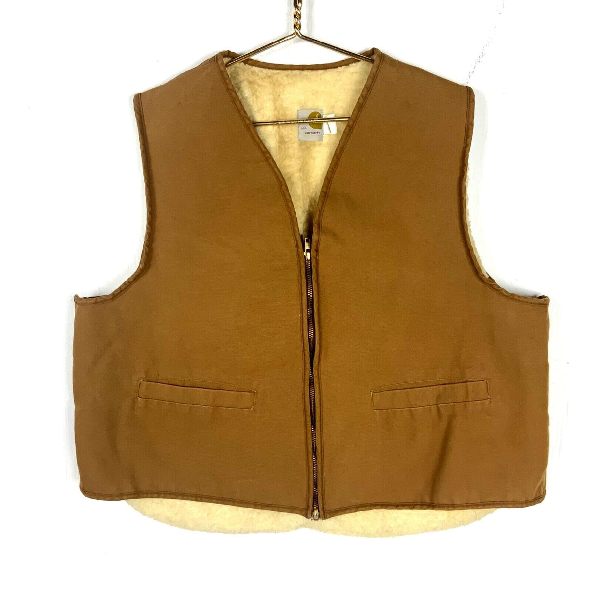 Vintage Carhartt Sherpa Lined Full Zip Work Vest 2XL Brown Graphic Tee – Warm & Stylish · Perfect For Daily Wear