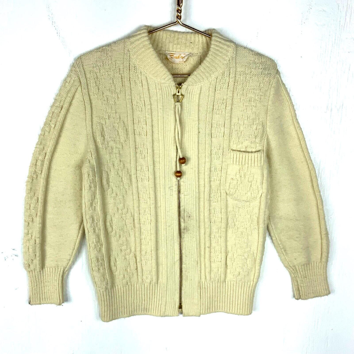 Vintage 1970s Grandpa Knit Wool Sweater Small White Full Zip Graphic Tee – Soft Feel · Top Pick For Any Outfit