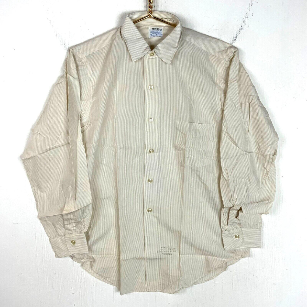 Vintage 1970s Sears Pilgrim Button Up Shirt Small Beige Striped New Old Stock Graphic Tee – Aesthetic Look · Trending Graphic Apparel