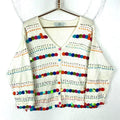 Vintage Knit Grandma Sweater Womens Small Cardigan White Beaded Graphic Tee – Fan Favorite · Trending Graphic Apparel