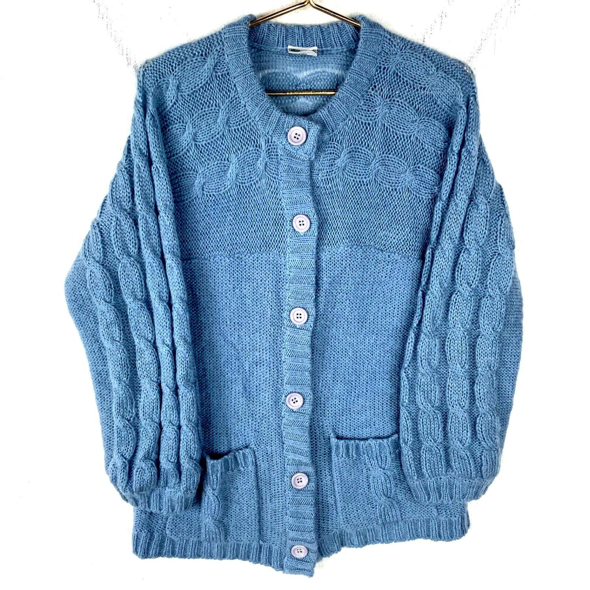 Vintage Grandma Cable Knit Cardigan Sweater Womens Large Blue 90s Graphic Tee – Feel-Good Design · Perfect For Daily Wear