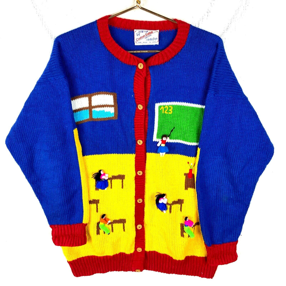 Vintage Grandma Knit Cardigan Sweater Womens Medium Blue Classroom Graphic Tee – Cozy Vibes · Must-Have Style