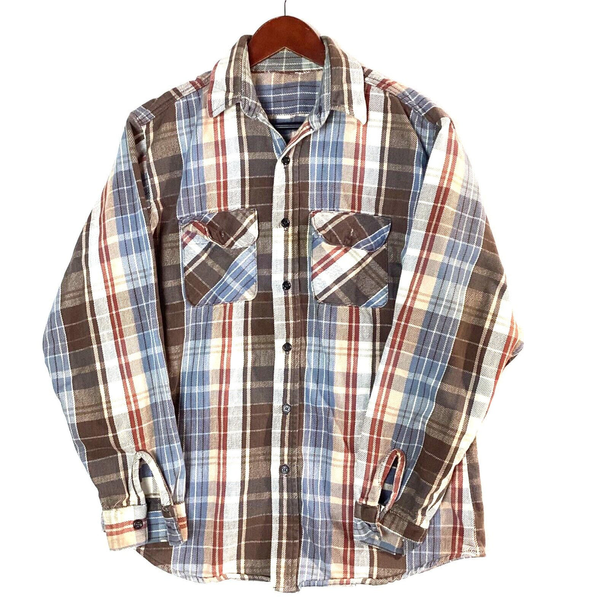 Vintage Flannel Plaid Shirt Large Brown Buttoned Long Sleeve 90s Graphic Tee – Soft Feel · Great Gift For Fans