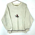 Vintage Grandma Knit Sweater Womens Large White Crewneck Embroidered 90s Graphic Tee – Aesthetic Look · Must-Have Style
