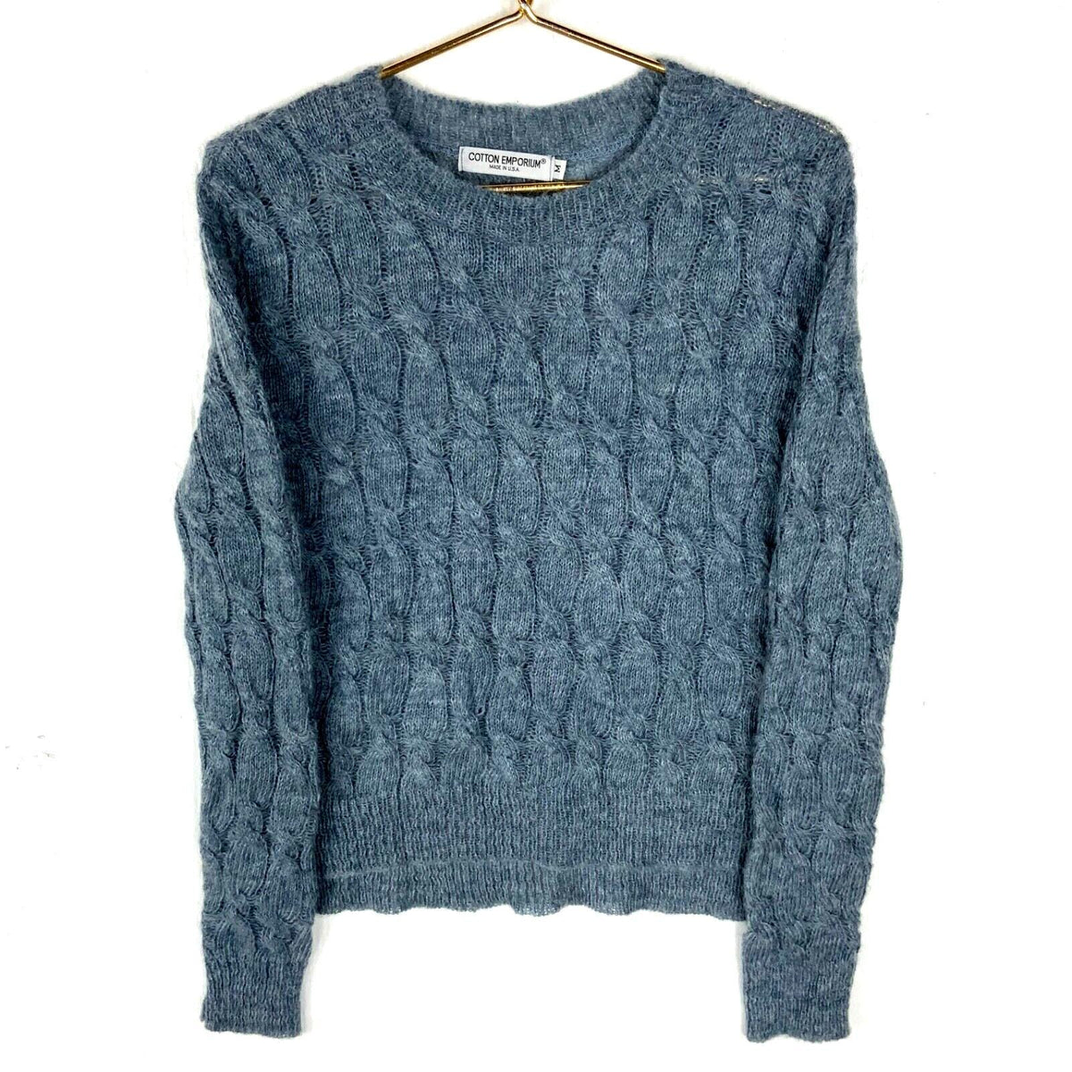 Vintage Grandma Cable Knit Sweater Womens Medium Blue Crewneck Made Usa 90s Graphic Tee – Easygoing Wear · Must-Have Style