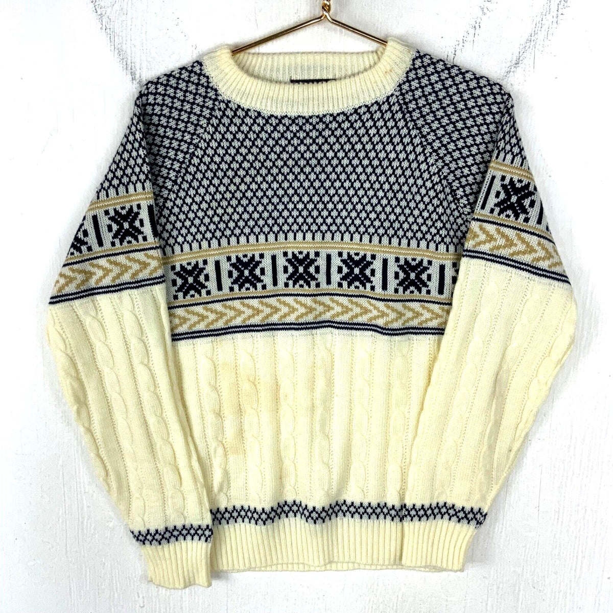 Vintage Jc Penney Cable Knit Sweater Large White Crewneck Pattern 80s Graphic Tee – Aesthetic Look · Perfect For Daily Wear