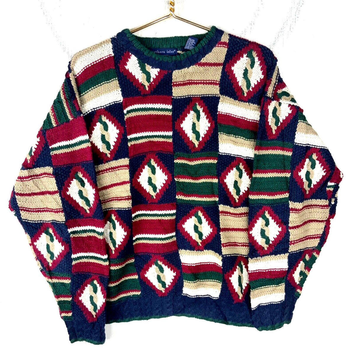 Vintage Grandpa Hand Knit Sweater Medium Crewneck Argyle 90s Made Usa Graphic Tee – Everyday Comfort · High-Quality Print