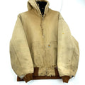 Vintage Carhartt Canvas Quilt Lined Hooded Bomber Jacket Large Beige Distressed Graphic Tee – Bold Style · Must-Have Style