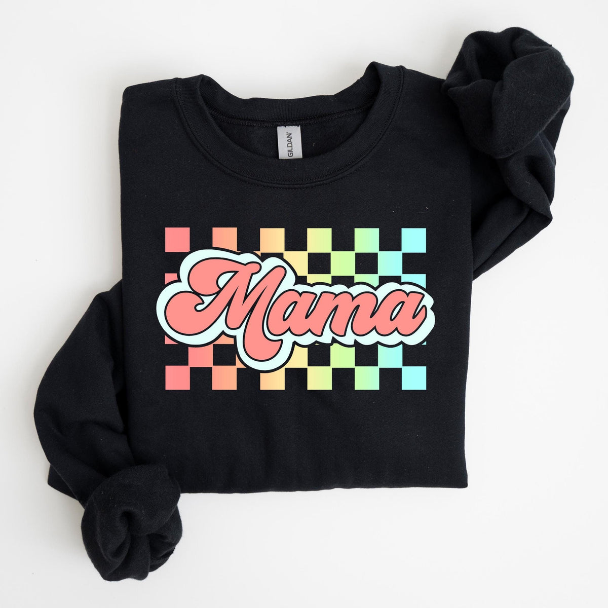 Checkered Mama Sweatshirt Mama Sweater Mama Sweatshirt Cute Mama Shirt Christmas Gift for Mom New Mom Mothers Day Gift Sweatshirt – Warm & Stylish · Must-Have Style