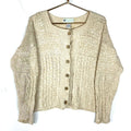 Vintage Grandma Cable Knit Cardigan Sweater Womens Large Beige 90s Graphic Tee – Warm & Stylish · Great Gift For Fans