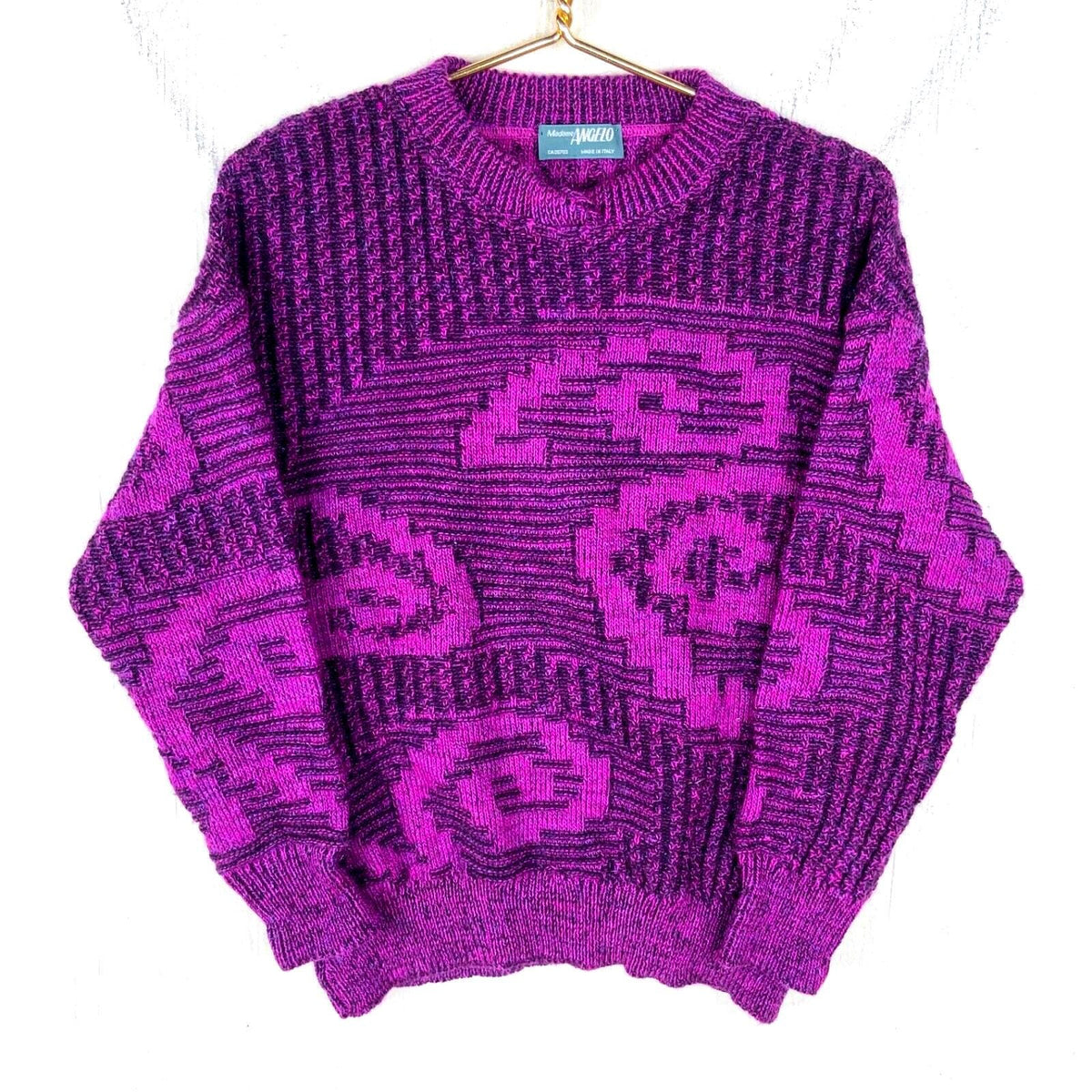 Vintage Grandma Knit Sweater Womens Small Pink Crewneck Pattern 90s Graphic Tee – Easygoing Wear · Must-Have Style