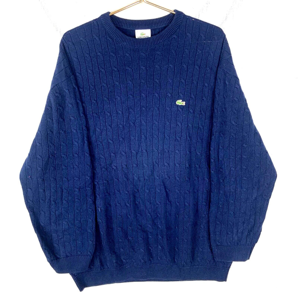 Lacoste Cable Knit Wool Sweater Large Blue Crewneck 90s Graphic Tee – Cozy Vibes · Must-Have Style