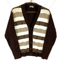 Vintage 1980s Knit Cardigan Grandpa Sweater Medium Brown Pattern 80s Graphic Tee – Bold Style · High-Quality Print